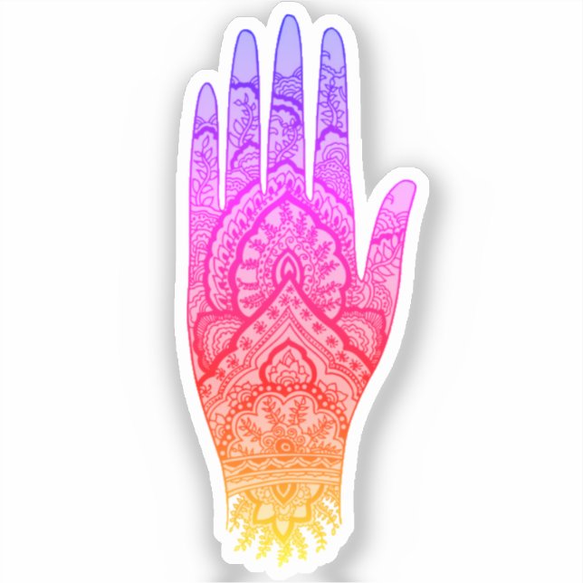Mehndi Hand Tattoo Art Rainbow Aufkleber (Vorderseite)