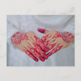 Mehndi Henna Red White Celebration Ankündigungspostkarte