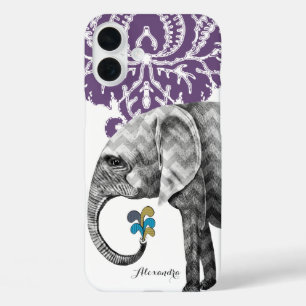 Mehndi Indian Ästhetik Moderne Drehung Elephant iPhone 16 Plus Hülle