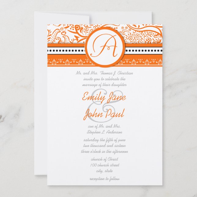 Mehndi Indian Coral Orange Love Birds Wedding Einladung (Rückseite)