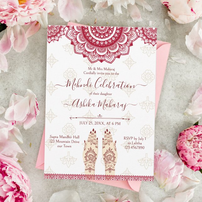 Mehndi-Indische Hochzeitsmaroon-Mandalase Vorlage (Von Creator hochgeladen)