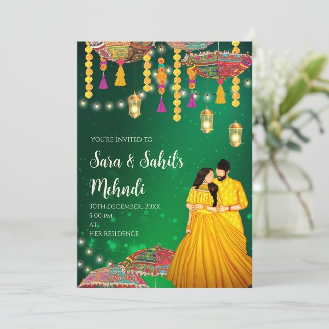 Mehndi invitation de nuit Fête de henné et Invitat (Debout devant)