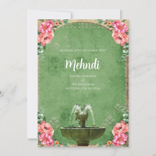 Mehndi invitation Le mariage indien numérique invi (Devant)
