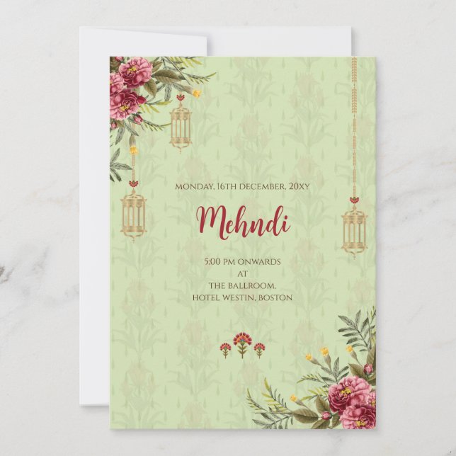 Mehndi invitation Le mariage indien numérique invi (Devant)