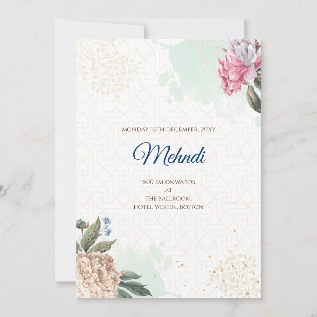 Mehndi invitation Le mariage indien numérique invi (Devant)