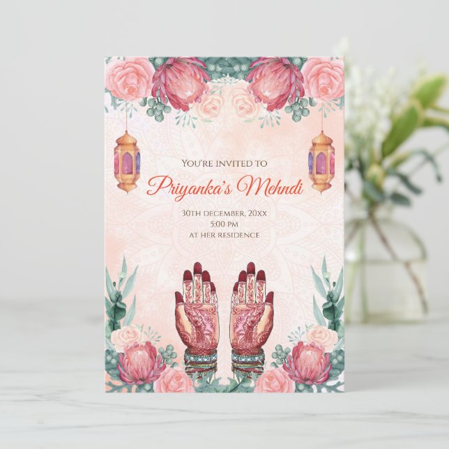 Mehndi invitations et invitations de la fête du he (Debout devant)