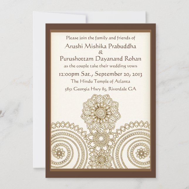 Mehndi Lace (12x18 Wedding Invitation) Einladung (Vorderseite)