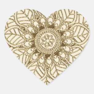 Mehndi Lace (herzenförmige Stickers) Herz-Aufkleber
