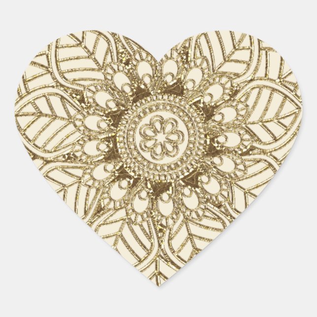 Mehndi Lace (herzenförmige Stickers) Herz-Aufkleber (Vorderseite)