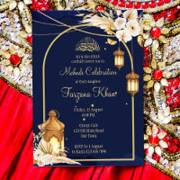 Mehndi laden arabische Laternen goldenen Bogen ein