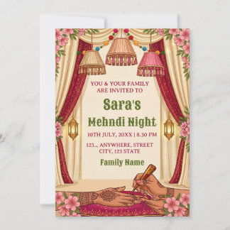 Mehndi Night Ceremony Invitation card