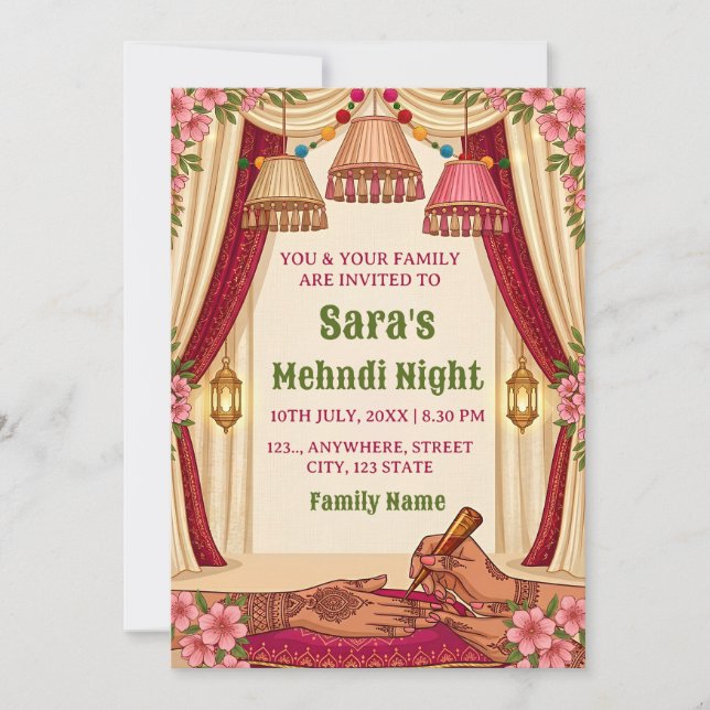  Mehndi Night Ceremony Invitation card (Devant)
