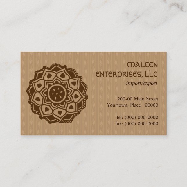 Mehndi Ornamental-Visitenkarten Visitenkarte (Vorderseite)