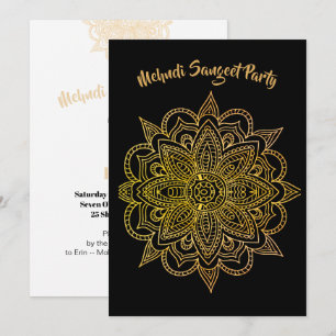 Mehndi Sangeet Black Gold Henna Party Einladung