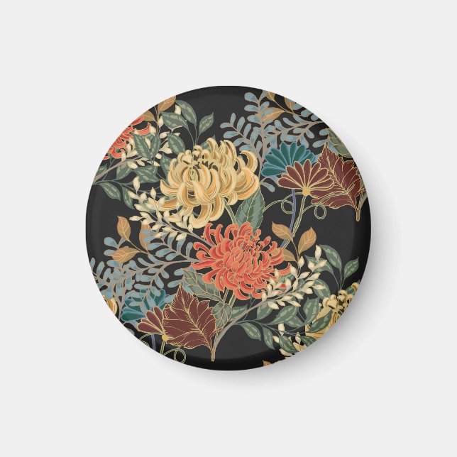 Mehndi Tracery Tile: Ethnisch nahtloses Design Magnet (Vorne)