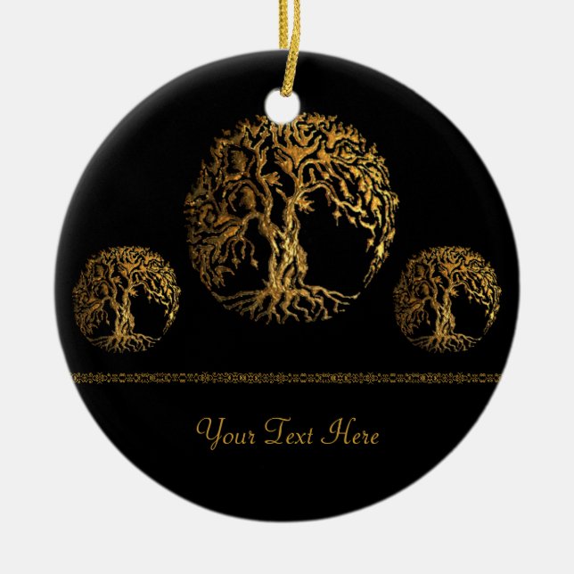 Mehndi Tree of Life (Gold) Keramik Ornament (Vorne)