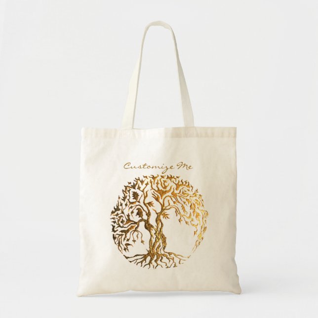 Mehndi Tree of Life (Gold) Tragetasche (Vorne)