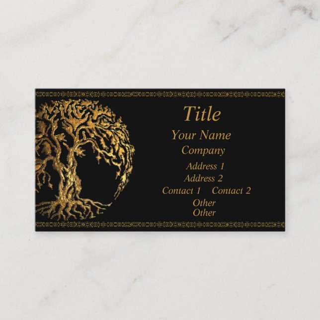 Mehndi Tree of Life (Gold) Visitenkarte (Vorderseite)