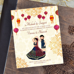 Mehndi und Sangeet Einladung niedliches indisches 