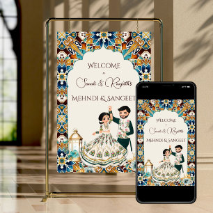 Mehndi und Sangeet indische Hochzeit Willkommenssc Poster