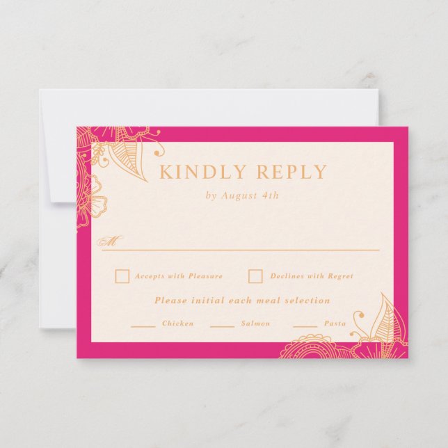 Mehndi Wedding RSVP Karte (Vorderseite)