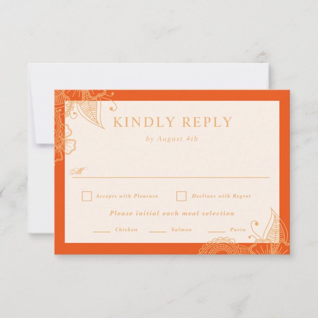Mehndi Wedding RSVP Karte (Vorderseite)