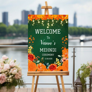Mehndi-Willkommensschild, Indische Hochzeit Dekora Poster