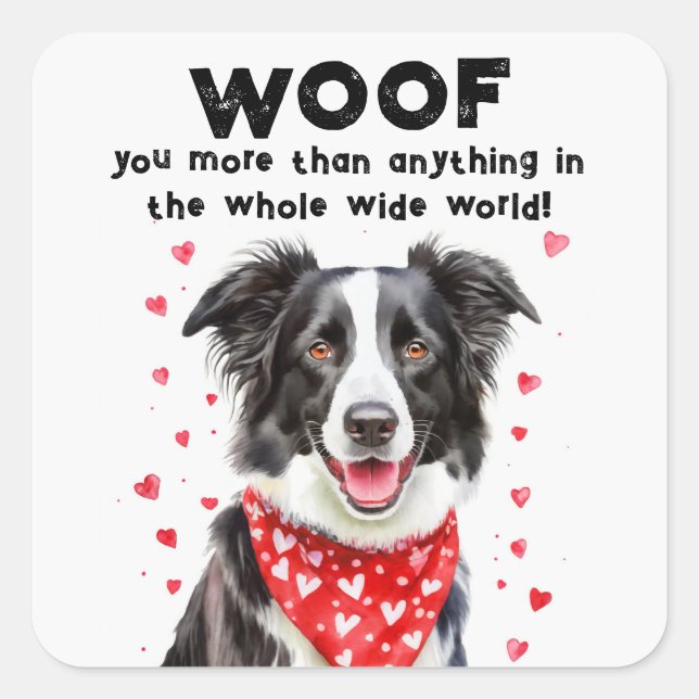 Mehr als Border Collie Heart Bandana Quadratischer Aufkleber (Vorderseite)
