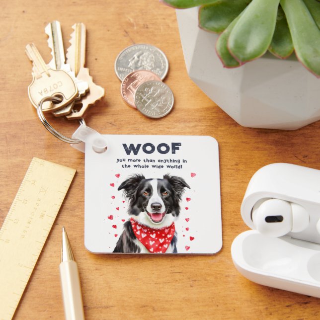 Mehr als Border Collie Heart Bandana Schlüsselanhänger (Schreibtisch)