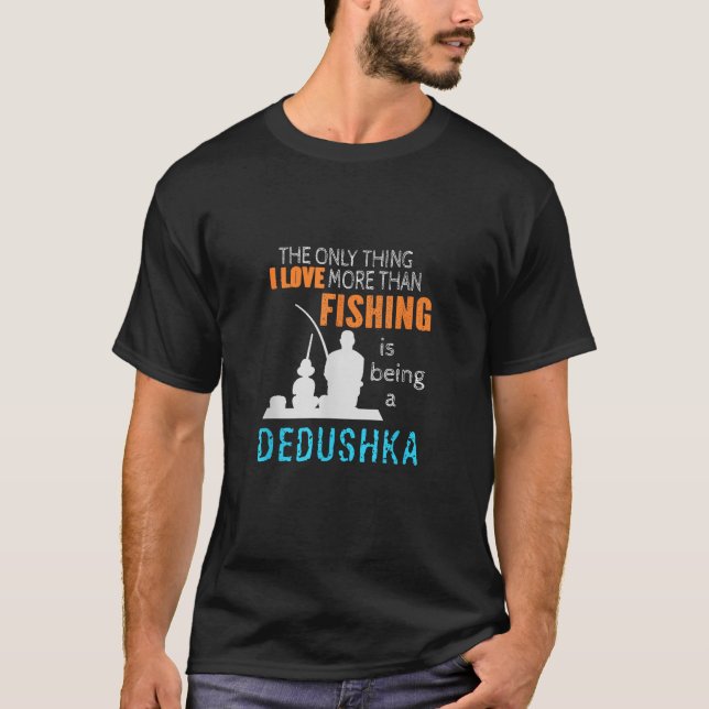 Mehr als die Liebe Dedushka Fischen Russland Gra T-Shirt (Vorderseite)
