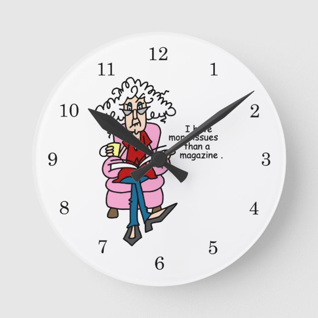 Mehr Ausgaben als ein Magazin-Spaß Runde Wanduhr (Vorderseite)