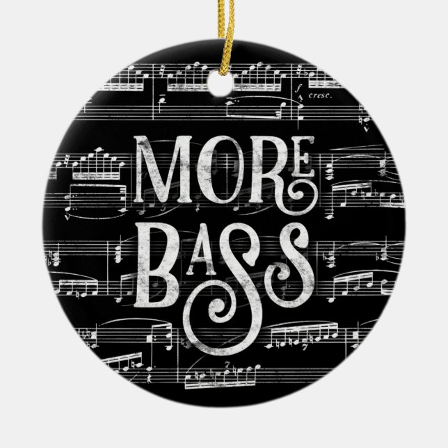 Mehr Bass Chalkboard - Schwarz-weiße Musik Keramik Ornament (Vorne)