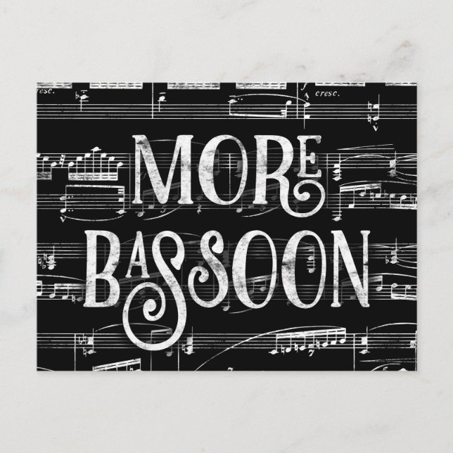 Mehr Bassoon Chalkboard - Schwarz-weiße Musik Postkarte (Vorderseite)