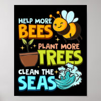 Mehr Bienen Pflanze mehr Bäume saubere Meere Erde 