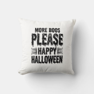 Mehr Buhs bitte Vintage-Halloween-Typografie-Desi Kissen