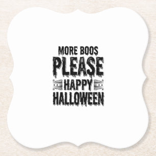 Mehr Buhs bitte Vintage-Halloween-Typografie-Desi Untersetzer
