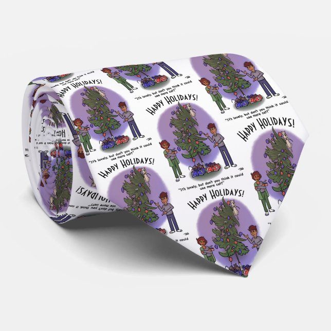 Mehr Cat Christmas Neck Tie Krawatte (Gerollt)