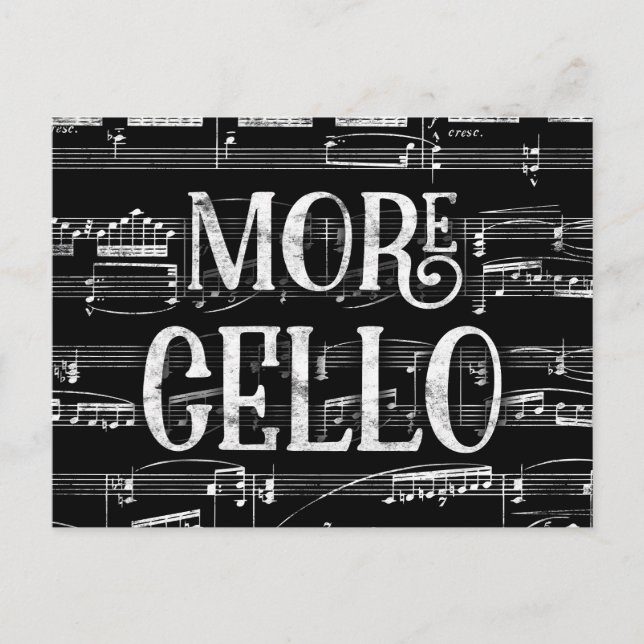 Mehr Chalkboard - Schwarz-weiße Musik Postkarte (Vorderseite)