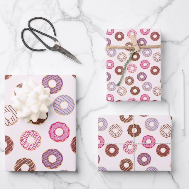 Mehr Donuts Wrapping Paper Geschenkpapier Set (Vorderseite)