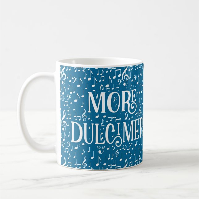 Mehr Dulcimer - Blaue weiße Musik Kaffeetasse (Links)