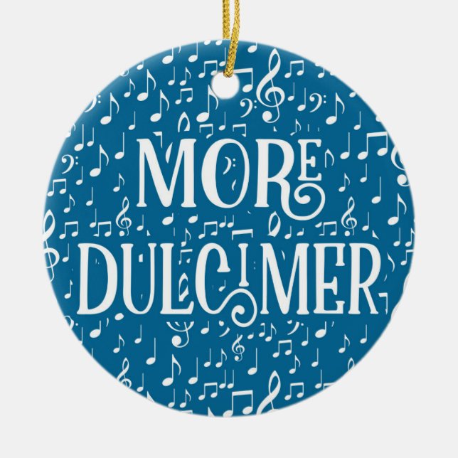 Mehr Dulcimer - Blaue weiße Musik Keramik Ornament (Vorne)