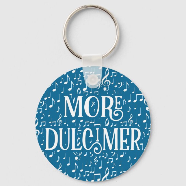 Mehr Dulcimer - Blaue weiße Musik Schlüsselanhänger (Vorderseite)