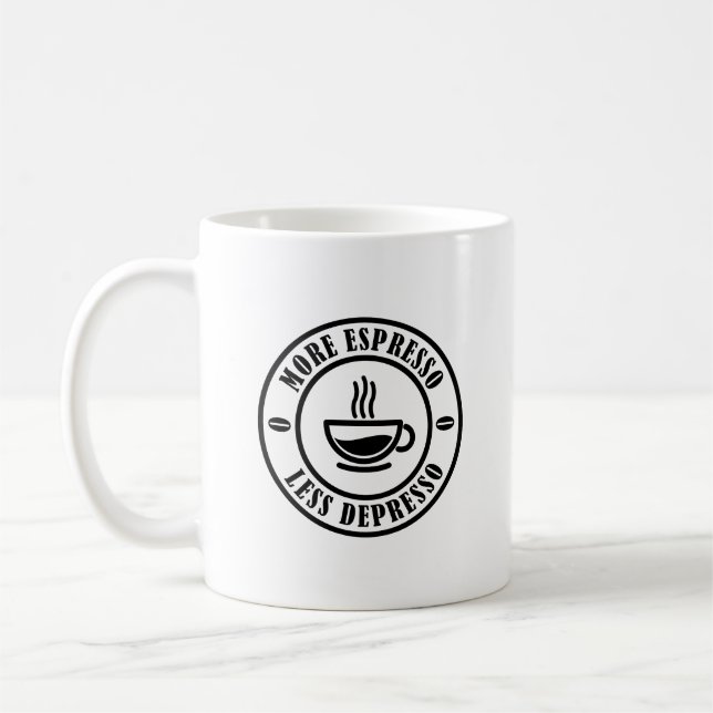 Mehr Espresso weniger Depresso Kaffeetasse (Links)
