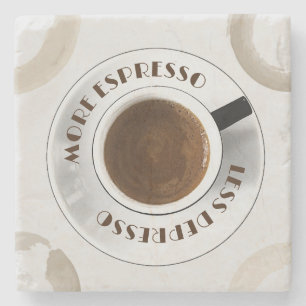 Mehr Espresso weniger Depresso Küche Steinuntersetzer