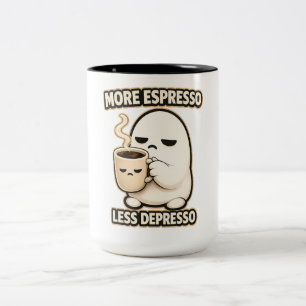 Mehr Espresso Weniger Depresso Süße Kaffee-Figur Zweifarbige Tasse