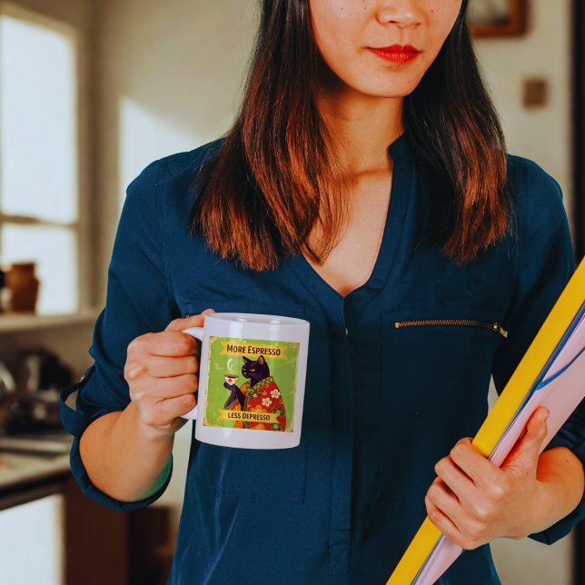 Mehr Espresso, weniger Depresso Zweifarbige Tasse (Von Creator hochgeladen)