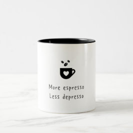 MEHR ESPRESSO WENIGER DEPRESSO ZWEIFARBIGE TASSE