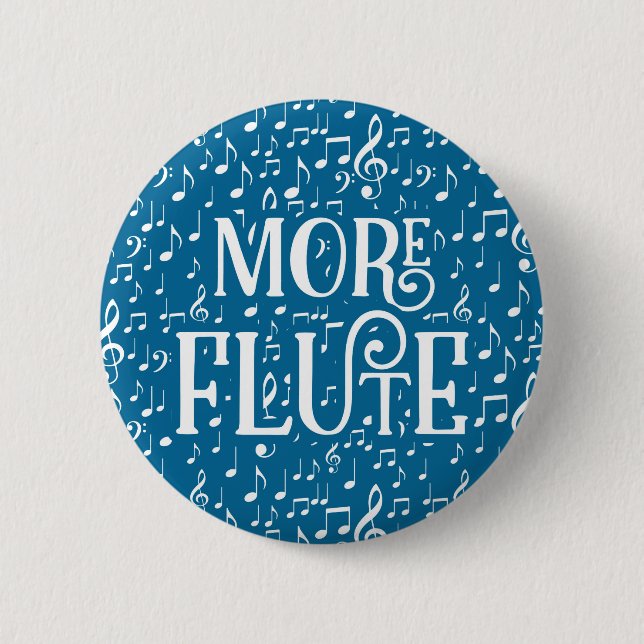 Mehr Flute - Blaue weiße Musik Button (Vorderseite)