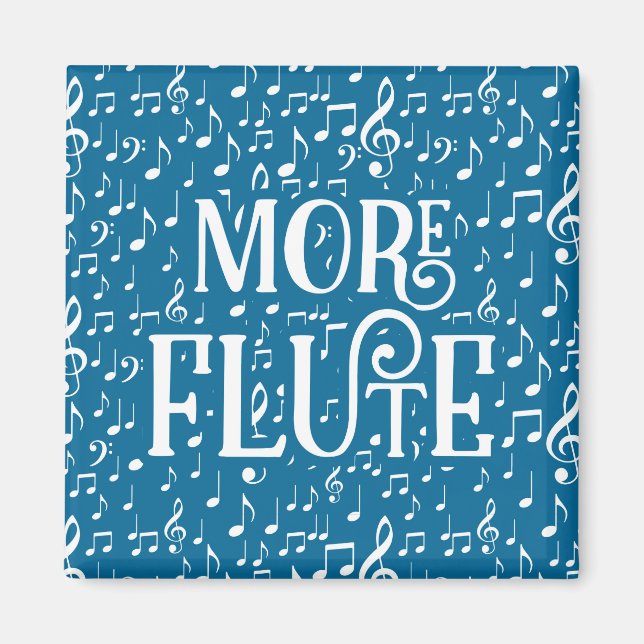 Mehr Flute - Blaue weiße Musik Magnet (Vorne)