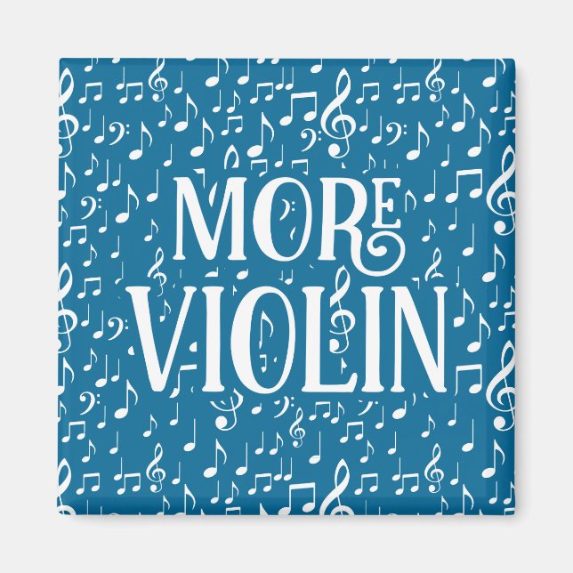 Mehr Geige - Blaue Weiße Musik Magnet (Vorne)